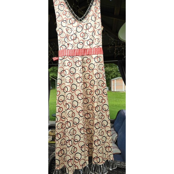 Cato Fashion True Wrap Flowy Ruffle Dress Sz 12 Pre-owned Red Black Multi - Picture 2 of 5